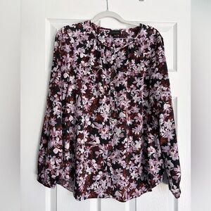 J. Jill Black and Lavendar Floral Blouse